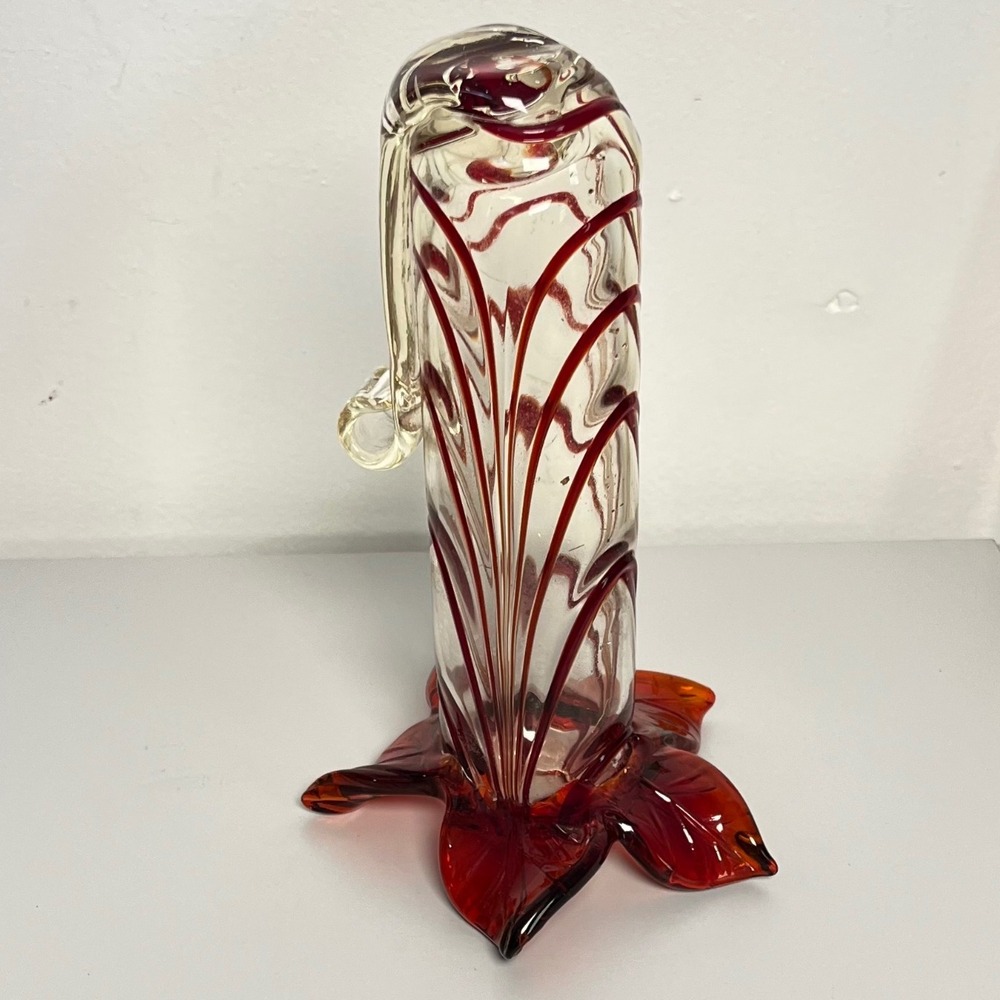 Beautiful Hand Blown Glass Hanging Floral Ornament Decor 8"‎